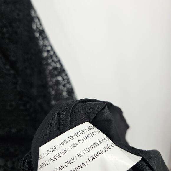 Shoshanna Trinette Dress Black Ditzy Floral Lace Asymmetric Puff Sleeve NWT Sz 4 - Picture 6 of 7